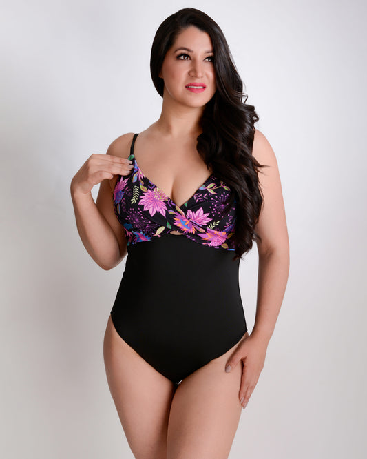 Flor de Medianoche | Traje de baño entero con control de abdomen