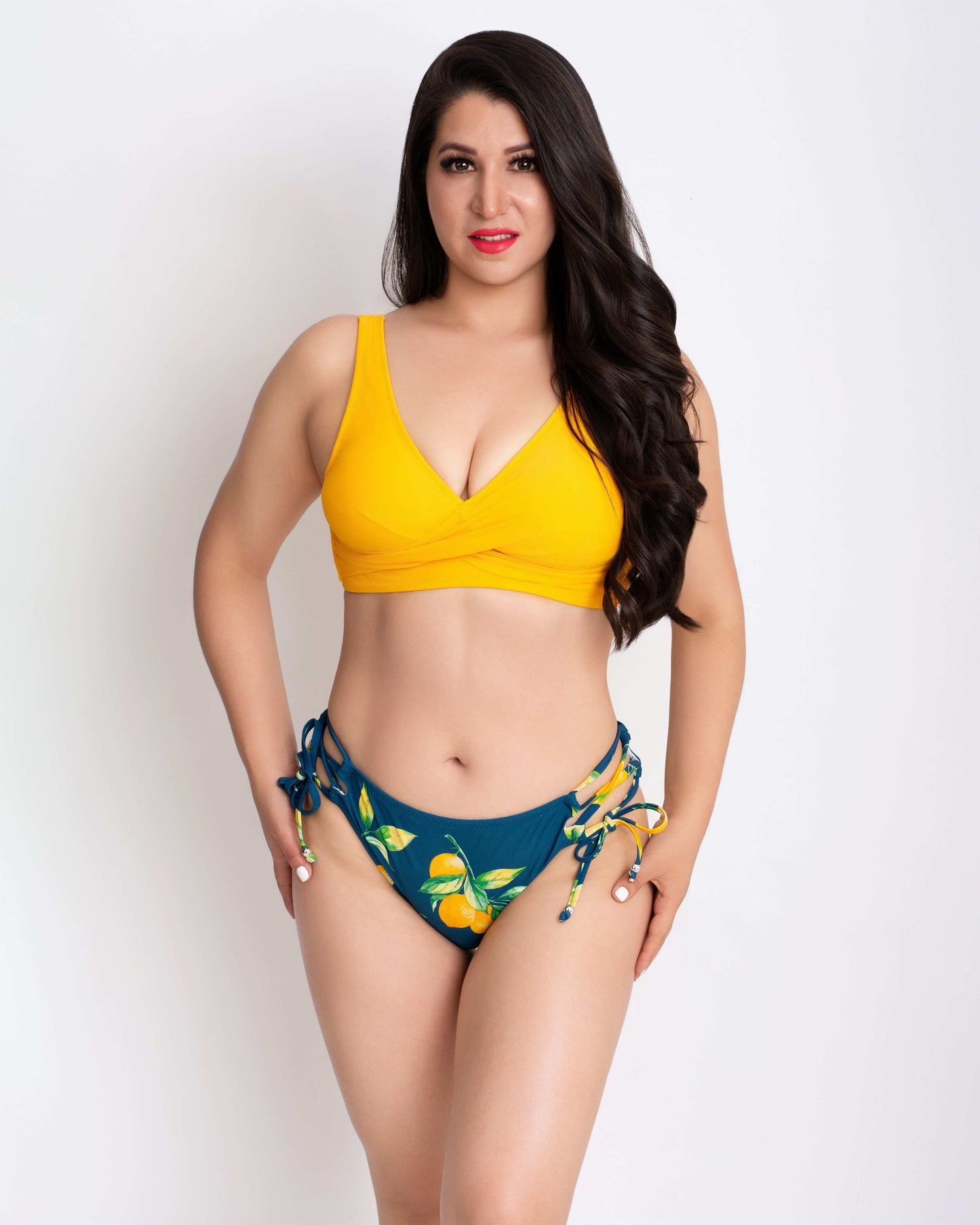 BK-1 - Bikini estampado top color amarillo